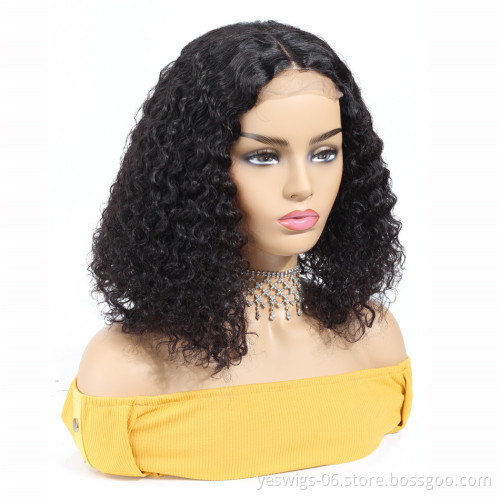 Yeswigs Indian Human Hair Kinky Curly Wigs 13*4 Short Size 6 Inch Bob Indian Virgin Remy Hair 100 Human Hair Lace Front Bob Wig